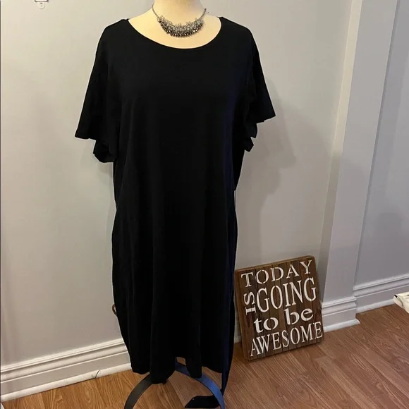 NWT JOE FRESH Black Short Sleeve T-Shirt Dress with Belt size 2X - Picture 3 of 10